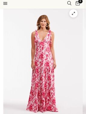 Smith & Quin Floral Tie-Shoulder V-Neck Maxi Dress in Pink